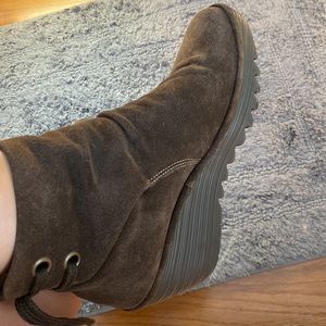 Brown suede booties